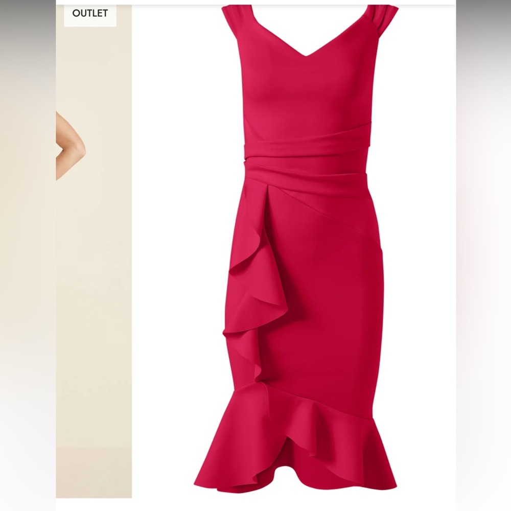 Women’s Ruffled Sheath Dress in Fuchsia - Elegant V-Neck Cocktail Dress